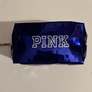 VS PINK Makeup Bag Wristlet-Royal Blue & Black Lettering